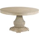 The appearance of Vista Largo Oyster Round Dining Table designed by American Drew in the transitional interior design. This brown piece of furniture  was selected by 1StopBedrooms from Vista Collection to add a touch of cosiness and style into your home. Sku: 803-701;803-B01. Table Top Shape: Round. Material: Wood. Size: 54".