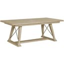 The appearance of Vista Clayton Oyster Dining Table designed by American Drew in the transitional interior design. This brown piece of furniture  was selected by 1StopBedrooms from Vista Collection to add a touch of cosiness and style into your home. Sku: 803-744;803-B04. Material: Wood. Table Top Shape: Rectangular. Size: 40" x 80".