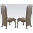 The appearance of Acme Versailles Side Chair in Vintage Gray PU/Fabric and Bone White (Set of 2) designed by ACME in the rustic / southwestern interior design. This bone white piece of furniture was selected by 1StopBedrooms from Versailles Collection to add a touch of cosiness and style into your home. Sku: 61132. Material: Vinyl.