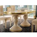 The appearance of Aida Dining Table (Ivory and Gold) designed by ESF in the traditional interior design. This gold piece of furniture was selected by 1StopBedrooms from Aida Collection to add a touch of cosiness and style into your home. Sku: AIDATABLEIVORY. Table Top Shape: Oval. Material: MDF. Size: 73".