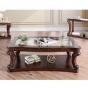 The appearance of Walworth Coffee Table designed by Furniture of America in the traditional interior design. This dark oak piece of furniture was selected by 1StopBedrooms from Walworth Collection to add a touch of cosiness and style into your home. Sku: CM4428C. Material: Wood.