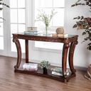 The appearance of Walworth Sofa Table designed by Furniture of America in the traditional interior design. This dark oak piece of furniture was selected by 1StopBedrooms from Walworth Collection to add a touch of cosiness and style into your home. Sku: CM4428S. Material: Wood.