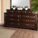 The appearance of Brandt Dresser (Brown Cherry) designed by Furniture of America in the transitional interior design. This brown piece of furniture  was selected by 1StopBedrooms from Brandt Collection to add a touch of cosiness and style into your home. Sku: CM7302CH-D. Material: Wood.