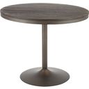 The appearance of Dakota Dining Table in Antique Metal and Espresso Wood-Pressed Grain Bamboo designed by Lumisource in the industrial interior design. This antique metal piece of furniture was selected by 1StopBedrooms from Dakota Collection to add a touch of cosiness and style into your home. Sku: DT-DKTA ANE. Table Top Shape: Round. Material: Glass. Size: 36".