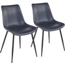 The appearance of Durango Dining Chair in Black with Vintage Blue Faux Leather - Set of 2 designed by Lumisource in the industrial interior design. This black piece of furniture was selected by 1StopBedrooms from Durango Collection to add a touch of cosiness and style into your home. Sku: DC-DRNG BK+BU2. Material: Leather.