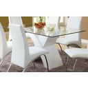 The appearance of Furniture of America Wailoa White Glass Top Dining Table designed by Furniture of America in the modern / contemporary interior design. This white piece of furniture was selected by 1StopBedrooms from Wailoa Collection to add a touch of cosiness and style into your home. Sku: CM8370T-WH-1;CM8370T-2. Table Top Shape: Rectangular. Size: 59" x 36". Material: Lacquer.