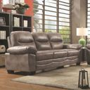 The appearance of G676 Sofa (Gray) designed by Glory in the modern / contemporary interior design. This gray piece of furniture  was selected by 1StopBedrooms from G67 Collection to add a touch of cosiness and style into your home. Sku: G676-S-Sofa. Material: Faux Leather.
