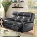 The appearance of G761 Double Reclining Sofa (Black) designed by Glory in the modern / contemporary interior design. This black piece of furniture was selected by 1StopBedrooms from G76 Collection to add a touch of cosiness and style into your home. Sku: G761A-RS-Double Reclining Sofa. Material: Faux Leather.