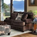 The appearance of Bonaventura Loveseat (Brown) designed by Furniture of America in the transitional interior design. This brown piece of furniture  was selected by 1StopBedrooms from Bonaventura Collection to add a touch of cosiness and style into your home. Sku: SM5142BR-LV. Material: Microfiber.
