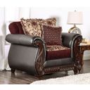 The appearance of Franklin Chair (Burgundy) designed by Furniture of America in the traditional interior design. This burgundy piece of furniture  was selected by 1StopBedrooms from Franklin Collection to add a touch of cosiness and style into your home. Sku: SM6107N-CH. Material: Fabric.