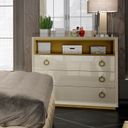 The appearance of Velvet Single Dresser designed by ESF in the modern / contemporary interior design. This cream piece of furniture was selected by 1StopBedrooms from Velvet Collection to add a touch of cosiness and style into your home. Sku: VELVETDRESSER. Material: MDF.