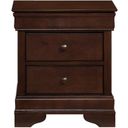 The appearance of Abbeville Nightstand with Hidden Drawer In Cherry Brown designed by Homelegance in the traditional interior design. This cherry brown piece of furniture  was selected by 1StopBedrooms from Abbeville Collection to add a touch of cosiness and style into your home. Sku: 1856-4. Material: Wood.