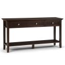 Acadian Solid Wood Wide Console Sofa Table In Brunette Brown
