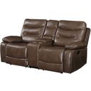 The appearance of Acme Aashi Motion Loveseat With Console In Brown Leather designed by ACME in the modern / contemporary interior design. This brown piece of furniture was selected by 1StopBedrooms from Aashi Collection to add a touch of cosiness and style into your home. Sku: 55421. Material: Wood.