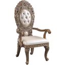 The appearance of Acme Constantine Arm Chair Set of 2 In Brown And Gold Finish designed by ACME in the transitional interior design. This brown and gold piece of furniture  was selected by 1StopBedrooms from Constantine Collection to add a touch of cosiness and style into your home. Sku: DN00479. Material: Wood.