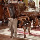 The appearance of Acme Dresden Pedestal Dining Arm Chairs in Brown Cherry Oak (Set of 2) designed by ACME in the transitional interior design. This brown piece of furniture  was selected by 1StopBedrooms from Dresden Collection to add a touch of cosiness and style into your home. Sku: 12154. Material: Wood.