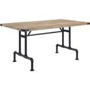The appearance of Acme Edina Dining Table In Oak and Sandy Black Finish designed by ACME in the industrial interior design. This oak piece of furniture  was selected by 1StopBedrooms from Edina Collection to add a touch of cosiness and style into your home. Sku: DN01057. Material: Wood. Table Top Shape: Rectangular. Size: 37" x 64".