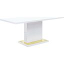 The appearance of Acme Gaines Dining Table In White High Gloss Finish designed by ACME in the modern / contemporary interior design. This white high gloss piece of furniture was selected by 1StopBedrooms from Gaines Collection to add a touch of cosiness and style into your home. Sku: DN01258-1;DN01258-2. Material: Wood. Table Top Shape: Rectangular. Size: 35" x 71".