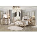 The appearance of Acme Gorsedd Queen Bed In Fabric And Antique White designed by ACME in the transitional interior design. This antique white piece of furniture  was selected by 1StopBedrooms from Gorsedd Collection to add a touch of cosiness and style into your home. Sku: 27440Q-HB;27441Q-FB;27442EK/Q-R. Bed Type: Panel Bed. Material: Wood. Bed Size: Queen.