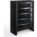 The appearance of Acme Ireland 5-Drawer Chest in Black designed by ACME in the transitional interior design. This black piece of furniture was selected by 1StopBedrooms from Ireland Collection to add a touch of cosiness and style into your home. Sku: 04166. Material: Wood.