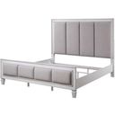 Acme Katia Queen Bed In Gray Linen And White Finish