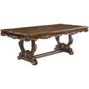 The appearance of Acme Latisha Dining Table With Trestle In Antique Oak Finish designed by ACME in the transitional interior design. This antique oak piece of furniture  was selected by 1StopBedrooms from Latisha Collection to add a touch of cosiness and style into your home. Sku: DN01357-1;DN01357-2. Material: Wood. Table Top Shape: Rectangular. Size: 44" x 114".