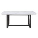 The appearance of Acme Madan Dining Table With Marble Top And Weathered Gray Finish designed by ACME in the transitional interior design. This marble piece of furniture  was selected by 1StopBedrooms from Madan Collection to add a touch of cosiness and style into your home. Sku: DN00059. Material: Wood. Table Top Shape: Rectangular. Size: 72".