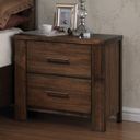 The appearance of Acme Merrilee 2-Drawer Nightstand in Oak designed by ACME in the transitional interior design. This brown piece of furniture was selected by 1StopBedrooms from Merrilee Collection to add a touch of cosiness and style into your home. Sku: 21683. Material: Wood.