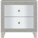 The appearance of Acme Sliverfluff Nightstand In Mirrored And Champagne Finish designed by ACME in the glam interior design. This champagne piece of furniture was selected by 1StopBedrooms from Sliverfluff Collection to add a touch of cosiness and style into your home. Sku: BD00243. Material: Wood.