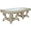 The appearance of Acme Sorina Dining Table In Antique Gold Finish designed by ACME in the transitional interior design. This antique gold piece of furniture  was selected by 1StopBedrooms from Sorina Collection to add a touch of cosiness and style into your home. Sku: DN01208-1;DN01208-2;DN01208-3;DN01208-4. Material: Wood. Table Top Shape: Rectangular. Size: 108".