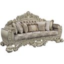 The appearance of Acme Sorina Sofa With 7 Pillows designed by ACME in the transitional interior design. This antique gold piece of furniture was selected by 1StopBedrooms from Sorina Collection to add a touch of cosiness and style into your home. Sku: LV01205-1;LV01205-2. Material: Wood.
