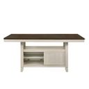 The appearance of Acme Tasnim Counter Height Table In Oak And Antique White Finish designed by ACME in the transitional interior design. This oak piece of furniture was selected by 1StopBedrooms from Tasnim Collection to add a touch of cosiness and style into your home. Sku: 77180T;77181ST. Material: Wood. Table Top Shape: Rectangular. Size: 78".