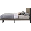 Acme Valdemar Queen Bed In Brown Fabric And Weathered Gray Finish