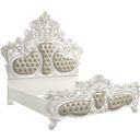 Acme Vanaheim Eastern King Bed In Beige Pu And Antique White Finish