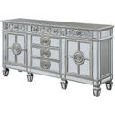 The appearance of Varian 3 Drawer Server In Mirrored And Antique Platinum designed by ACME in the glam interior design. This antique platinum piece of furniture was selected by 1StopBedrooms from Varian Collection to add a touch of cosiness and style into your home. Sku: 66164. Material: Wood.