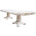 The appearance of Vendom 120 Inch Dining Table With Double Pedestal In Antique Pearl Finish designed by ACME in the transitional interior design. This antique pearl piece of furniture was selected by 1StopBedrooms from Vendome Collection to add a touch of cosiness and style into your home. Sku: DN01351-1;DN01351-2;DN01351-3. Material: Wood. Table Top Shape: Rectangular. Size: 48" x 120".