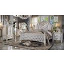 Acme Vendom Eastern King Bed In Two Tone Ivory Fabric And Antique Pearl Finish