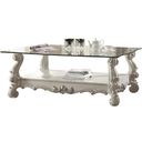 The appearance of Acme Versailles Glass Top Coffee Table Bone White 82103 designed by ACME in the rustic / southwestern interior design. This white piece of furniture was selected by 1StopBedrooms from Versailles Collection to add a touch of cosiness and style into your home. Sku: 82103. Material: Glass.