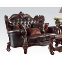 The appearance of Versailles Loveseat With 5 Pillows In Brown Cherry designed by ACME in the traditional interior design. This brown cherry piece of furniture was selected by 1StopBedrooms from Versailles Collection to add a touch of cosiness and style into your home. Sku: 52121. Material: Wood.