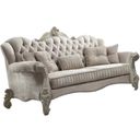 The appearance of Acme Versailles Sofa in Ivory Velvet and Bone White designed by ACME in the rustic / southwestern interior design. This white piece of furniture was selected by 1StopBedrooms from Versailles Collection to add a touch of cosiness and style into your home. Sku: 52105. Material: Fabric. Key Features: Tufted.