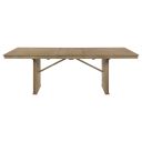 The appearance of Adina 89 Inch Extension Dining Table In Distressed Light Brown designed by Coaster in the modern / contemporary interior design. This distressed light brown piece of furniture was selected by 1StopBedrooms from Adina Collection to add a touch of cosiness and style into your home. Sku: 193611B1;193611B2. Material: MDF. Table Top Shape: Rectangular. Size: 42" x 72".