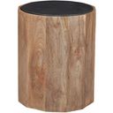Adrienne Round End Table In Dark Brown and Natural