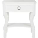 The appearance of Alaia White One Drawer Nightstand designed by Safavieh in the traditional interior design. This white piece of furniture was selected by 1StopBedrooms from Theron Collection to add a touch of cosiness and style into your home. Sku: FOX6275A. Material: Iron.