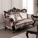 The appearance of Albacete Loveseat In Dark Cherry and Brown designed by Furniture of America in the traditional interior design. This dark cherry and brown piece of furniture  was selected by 1StopBedrooms from Albacete Collection to add a touch of cosiness and style into your home. Sku: FM65006BR-LV. Material: Velvet.