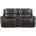 The appearance of Alexandria Power Leather Reclining Console Loveseat In Gray designed by Steve Silver in the transitional interior design. This gray piece of furniture was selected by 1StopBedrooms from Alexandria Collection to add a touch of cosiness and style into your home. Sku: ALX70629LRG;ALX70629RRG;ALX70629CG. Material: MDF.