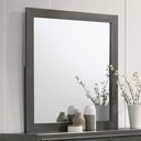 The appearance of Alison Mirror In Dark Walnut designed by Furniture of America in the modern / contemporary interior design. This dark walnut piece of furniture was selected by 1StopBedrooms from Alison Collection to add a touch of cosiness and style into your home. Sku: CM7416GY-M. Material: Wood.