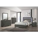 The appearance of Alison Queen Bed In Dark Walnut designed by Furniture of America in the modern / contemporary interior design. This dark walnut piece of furniture was selected by 1StopBedrooms from Alison Collection to add a touch of cosiness and style into your home. Sku: CM7416GY-Q-HBFB;CM7416GY-Q-R. Bed Type: Platform Bed. Material: Wood. Bed Size: Queen.