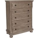 The appearance of Allegra Pewter Chest designed by New Classic in the traditional interior design. This brown piece of furniture  was selected by 1StopBedrooms from Allegra Collection to add a touch of cosiness and style into your home. Sku: B2159-070. Material: Wood.