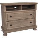 The appearance of Allegra Pewter Media Console designed by New Classic in the transitional interior design. This brown piece of furniture  was selected by 1StopBedrooms from Allegra Collection to add a touch of cosiness and style into your home. Sku: B2159-078. Material: Wood.