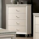 The appearance of Allie Chest In Pearl White designed by Furniture of America in the modern / contemporary interior design. This pearl white piece of furniture was selected by 1StopBedrooms from Allie Collection to add a touch of cosiness and style into your home. Sku: CM7901C. Material: Acrylic.